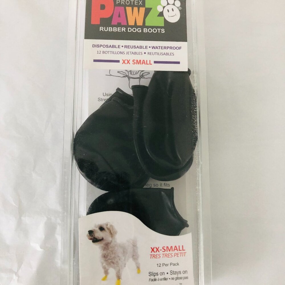 PAWZ rubber dog boots XX-SMALL-Open package 9 unused boots left-black